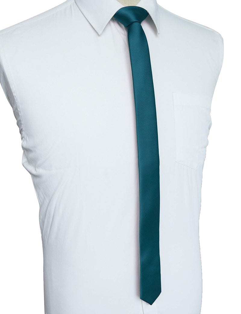 JEMYGINS Peacock Blue Skinny Tie Slim Necktie for Men(4cm) (peacock blue) - Image 2